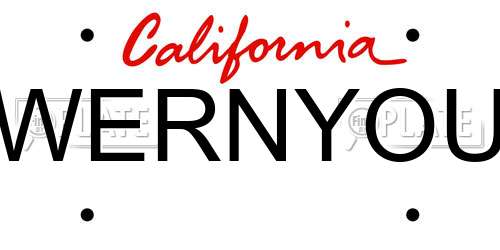 WERNYOU California License Plate
