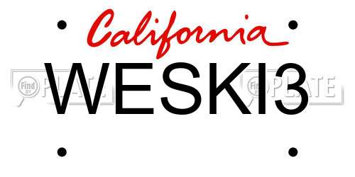 WESKI3 California License Plate