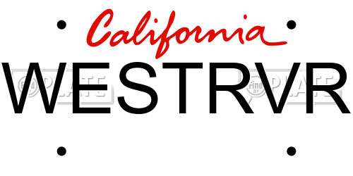 WESTRVR California License Plate