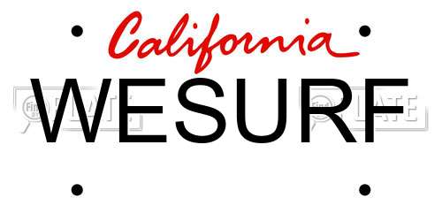 WESURF California License Plate