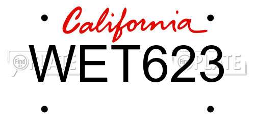 WET623 California License Plate