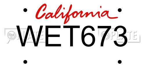 WET673 California License Plate