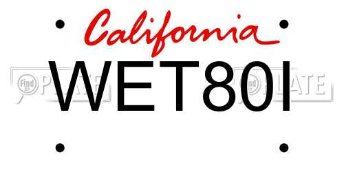 WET80I California License Plate