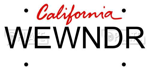 WEWNDR California License Plate