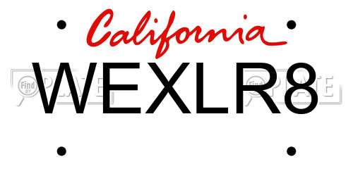 WEXLR8 California License Plate