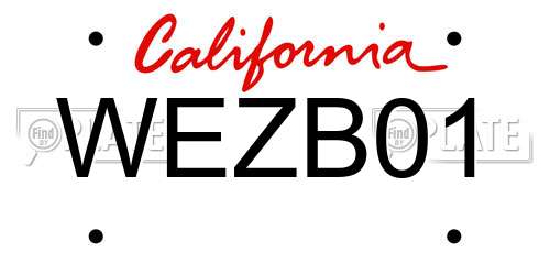 WEZB01 California License Plate
