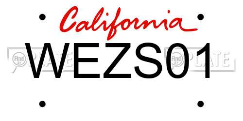 WEZS01 California License Plate