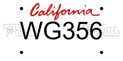 WG356 California License Plate