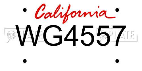 WG4557 California License Plate