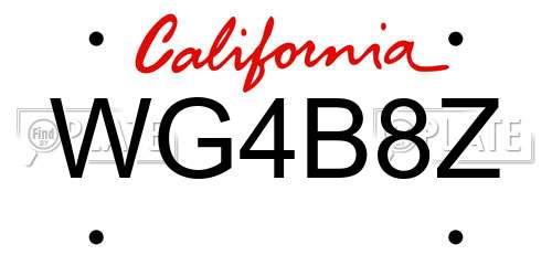 WG4B8Z California License Plate
