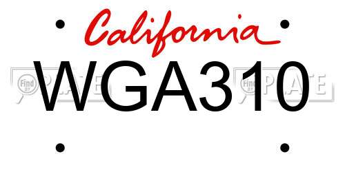 WGA310 California License Plate