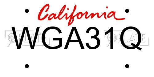 WGA31Q California License Plate