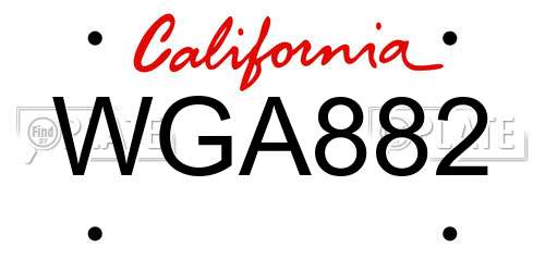 WGA882 California License Plate