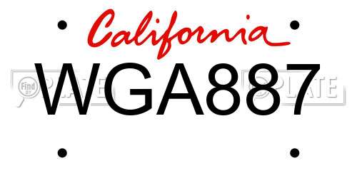 WGA887 California License Plate