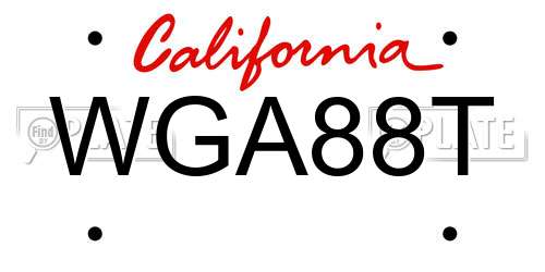 WGA88T California License Plate
