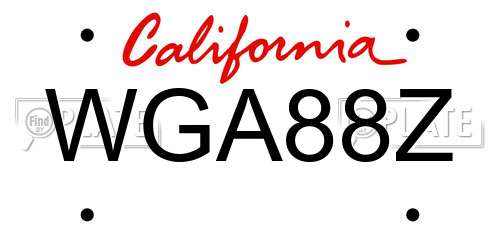 WGA88Z California License Plate