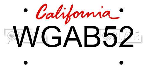 WGAB52 California License Plate