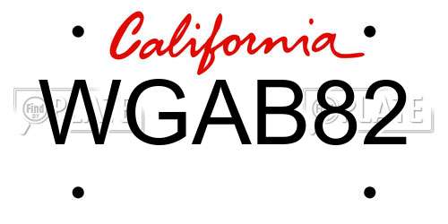 WGAB82 California License Plate