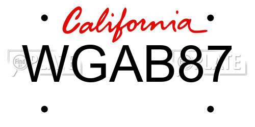 WGAB87 California License Plate