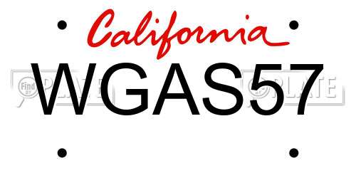 WGAS57 California License Plate
