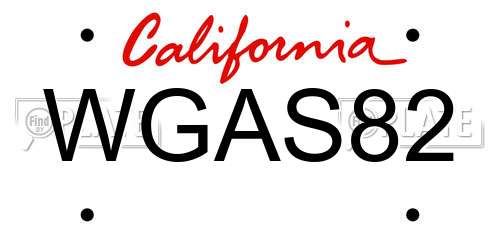 WGAS82 California License Plate