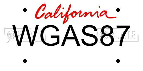 WGAS87 California License Plate