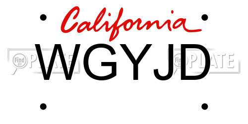 WGYJD California License Plate