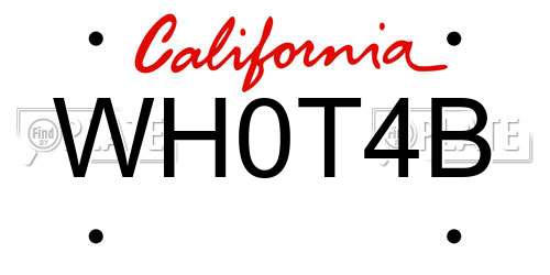 WH0T4B California License Plate