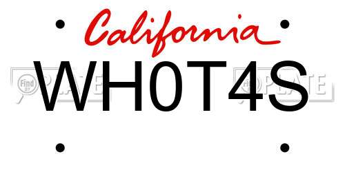 WH0T4S California License Plate