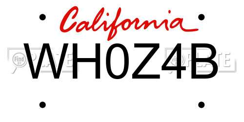 WH0Z4B California License Plate