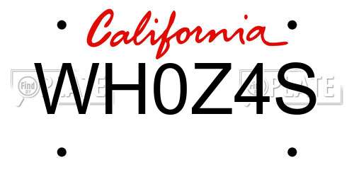 WH0Z4S California License Plate