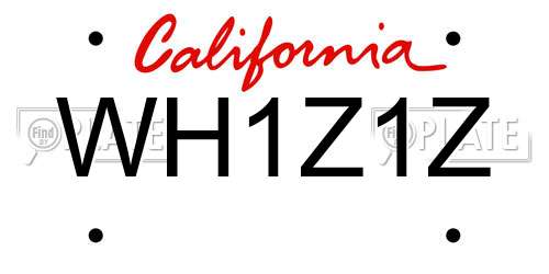 WH1Z1Z California License Plate