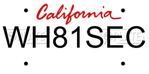 WH81SEC California License Plate