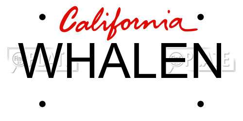 WHALEN California License Plate