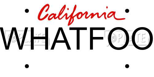 WHATFOO California License Plate