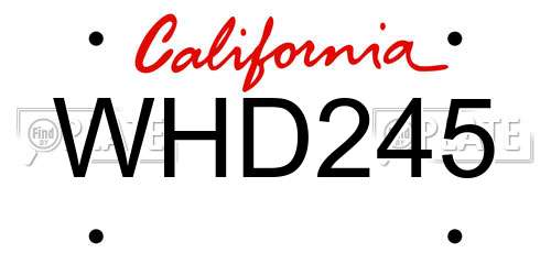 WHD245 California License Plate