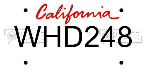 WHD248 California License Plate