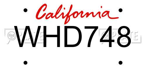 WHD748 California License Plate
