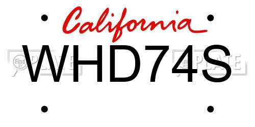 WHD74S California License Plate
