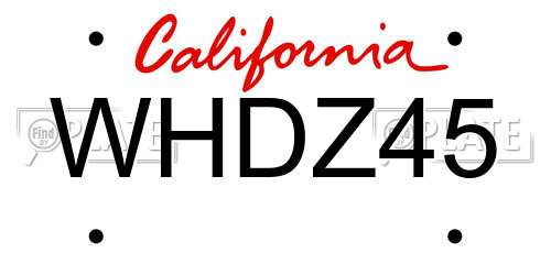 WHDZ45 California License Plate