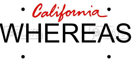 WHEREAS California License Plate