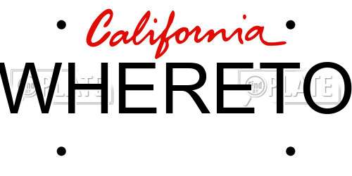 WHERETO California License Plate