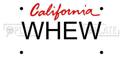 WHEW California License Plate