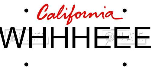 WHHHEEE California License Plate