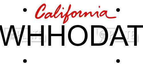 WHHODAT California License Plate