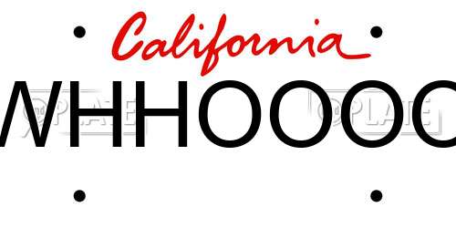 WHHOOOO California License Plate