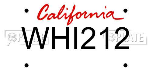 WHI212 California License Plate