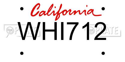 WHI712 California License Plate