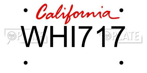 WHI717 California License Plate