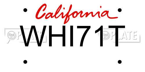 WHI71T California License Plate
